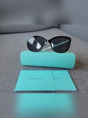 Tiffany & Co. Aria TF4105‑H‑B Sunglasses — Black/Gradient, Crystals, Pouch